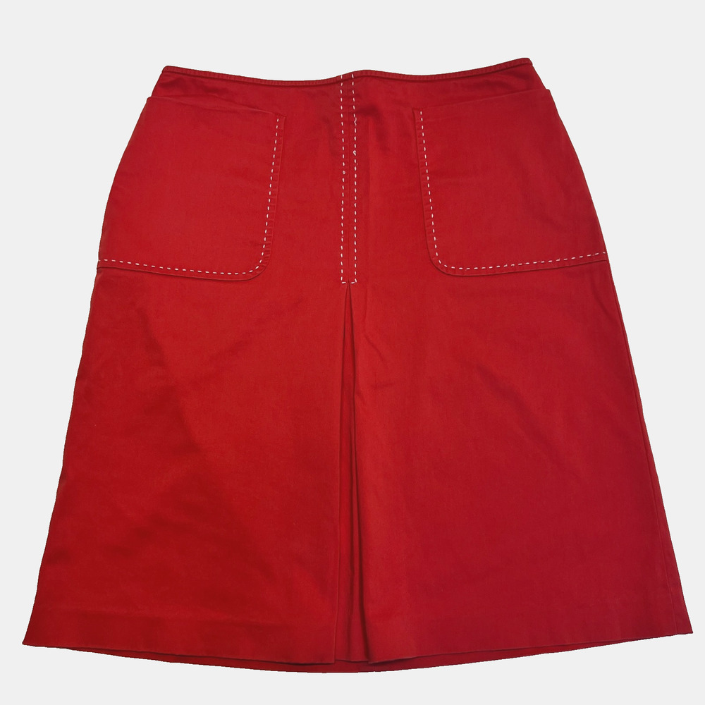 Ann Taylor Loft Woman Red A-Line Skirt with White Stitching Size 4